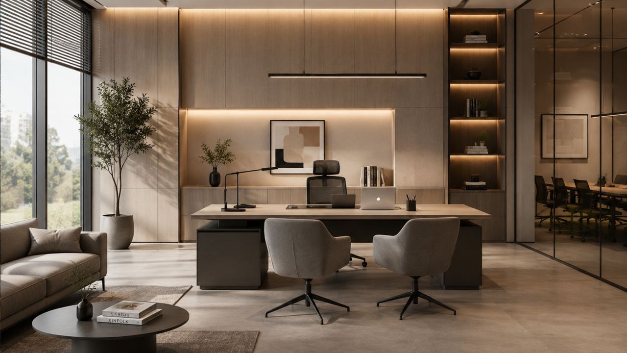Minimal Office Transformer – Premium Interior Render